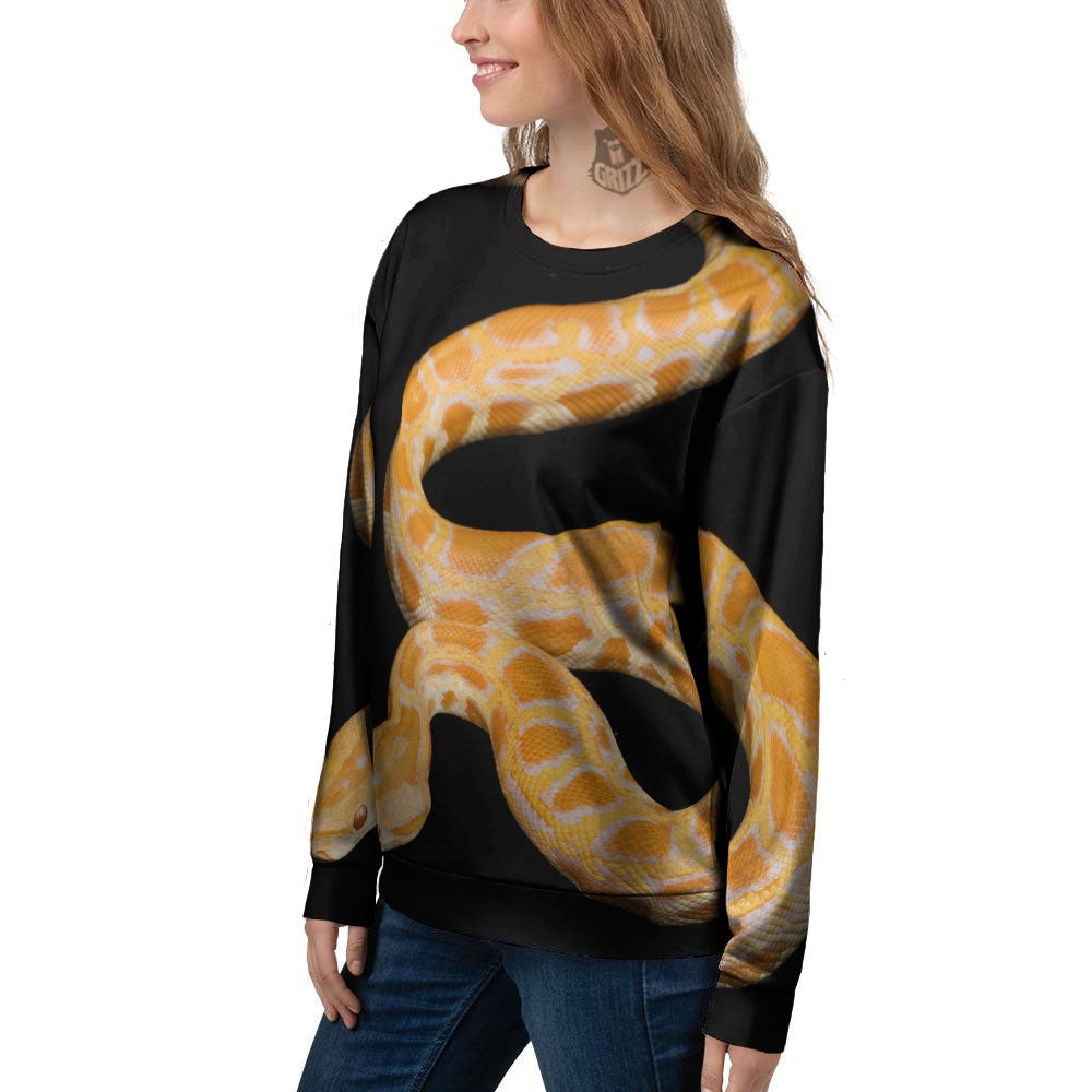 Snake Python Yellow Print Women's Sweatshirt-grizzshop