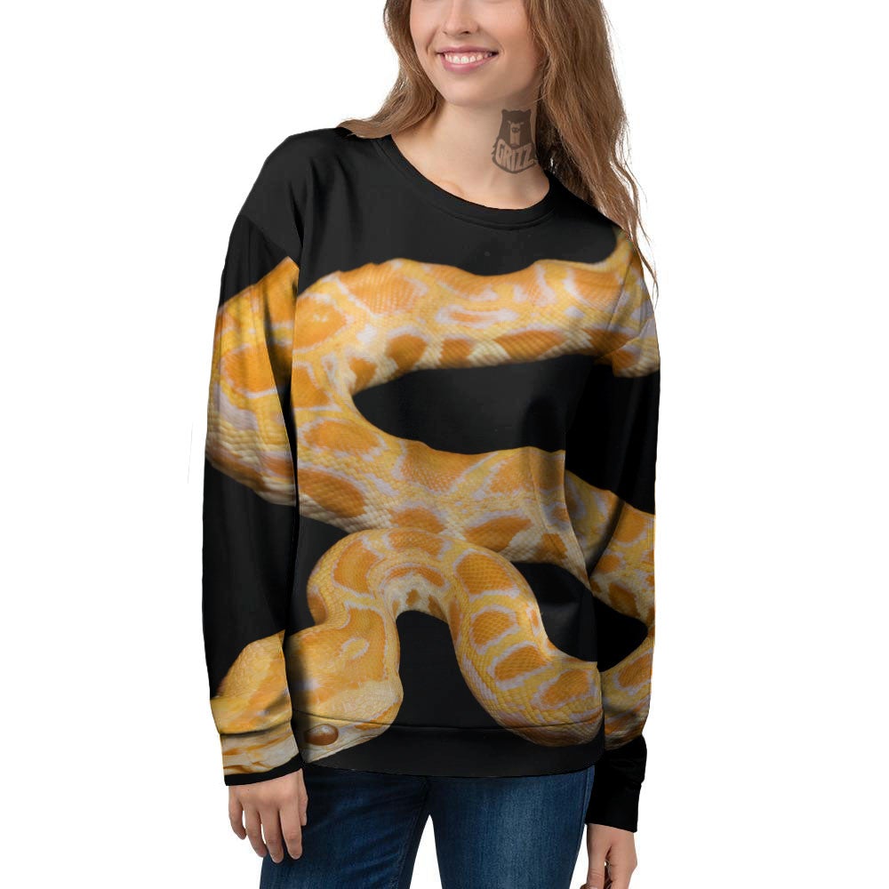 Snake Python Yellow Print Women's Sweatshirt-grizzshop
