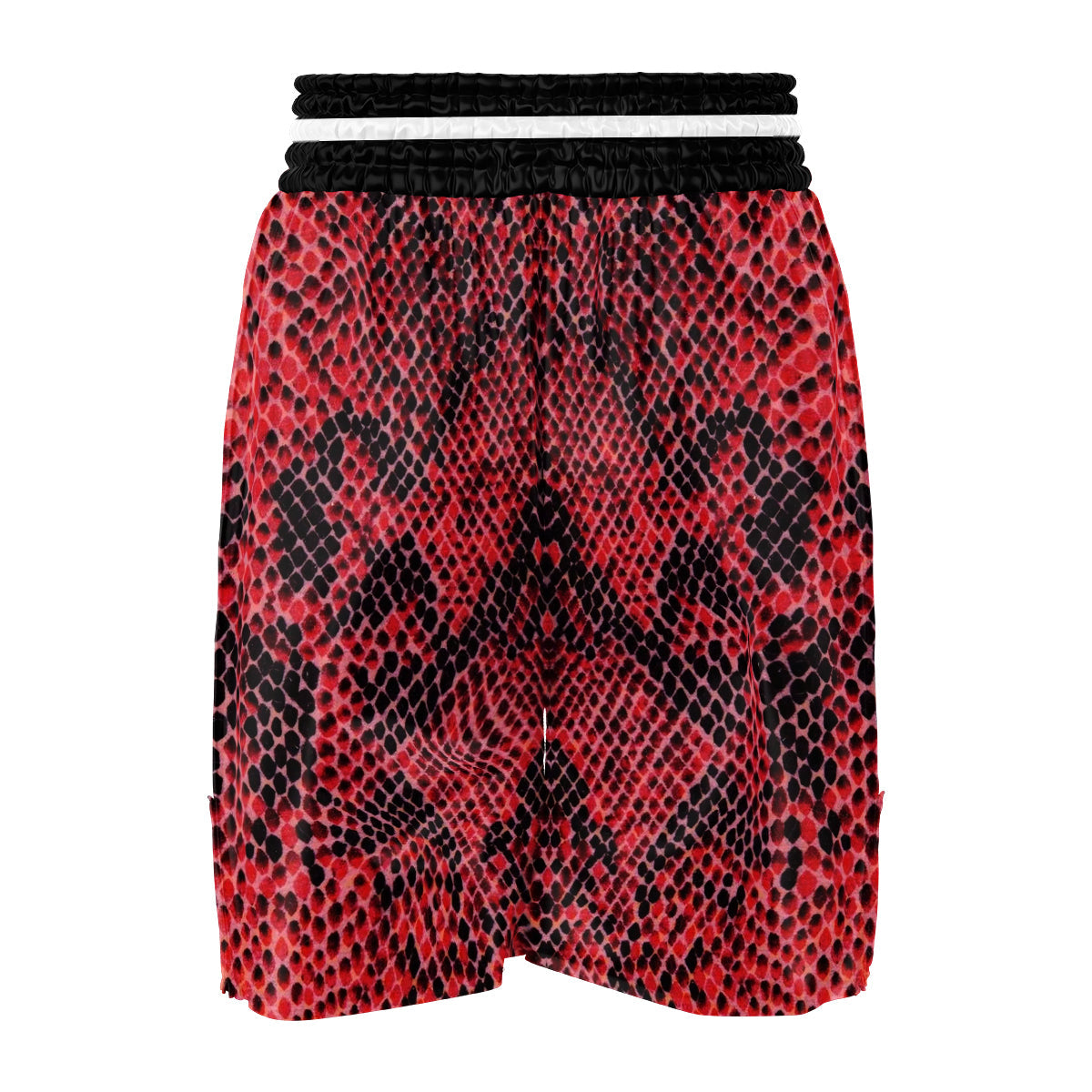 Snake Skin Black And Red Print Boxing Shorts-grizzshop