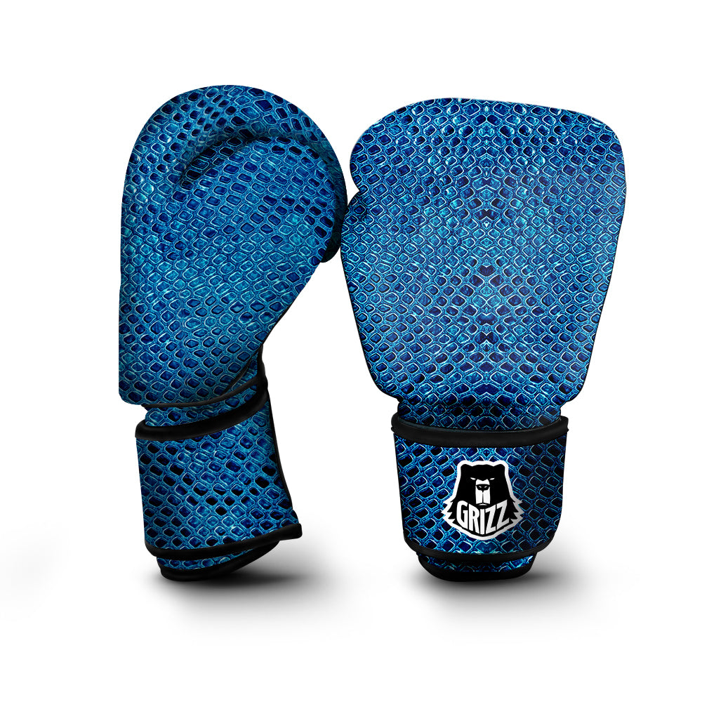 Snake Skin Blue Print Boxing Gloves-grizzshop
