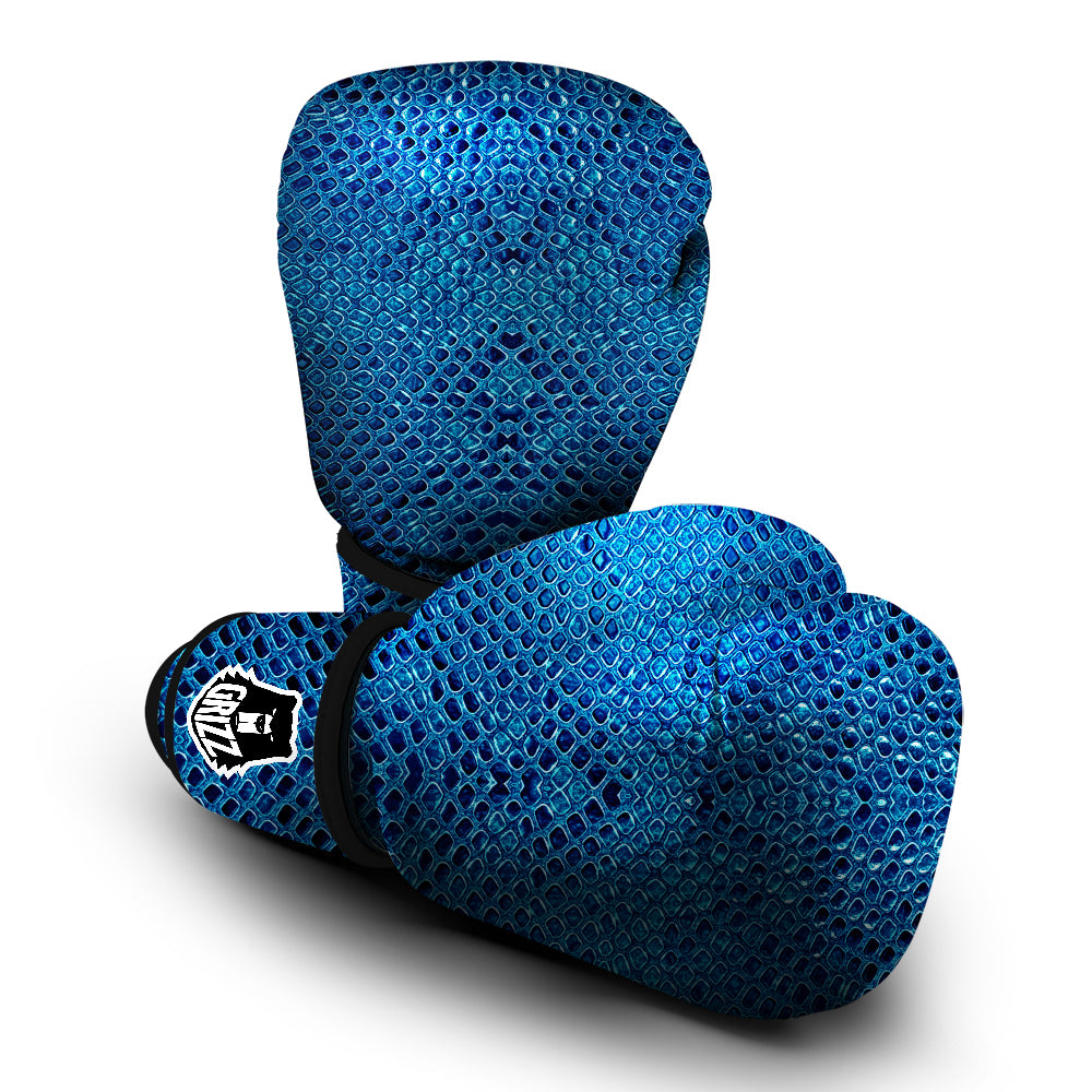 Snake Skin Blue Print Boxing Gloves-grizzshop