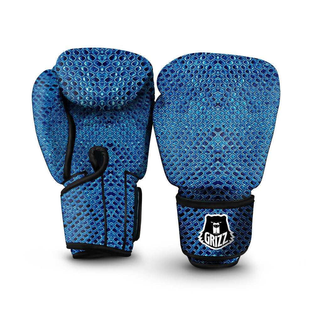 Snake Skin Blue Print Boxing Gloves-grizzshop