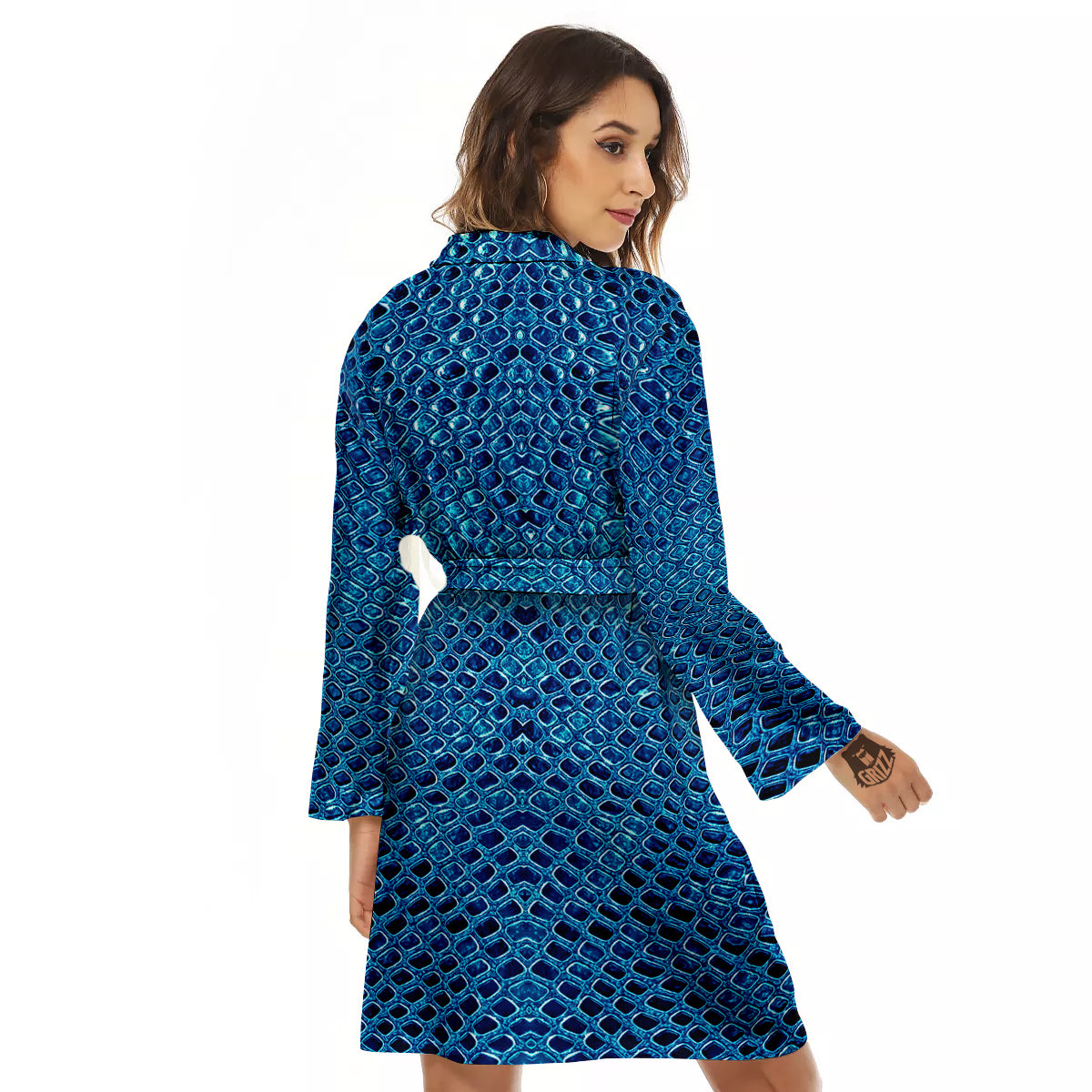 Snake Skin Blue Print Women's Robe-grizzshop
