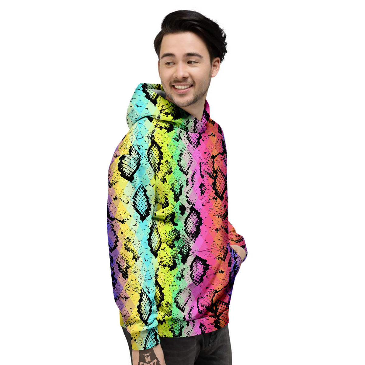 Snake Skin Psychedelic Print Men's Hoodie-grizzshop