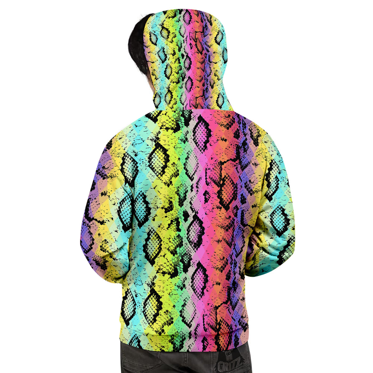 Snake Skin Psychedelic Print Men's Hoodie-grizzshop