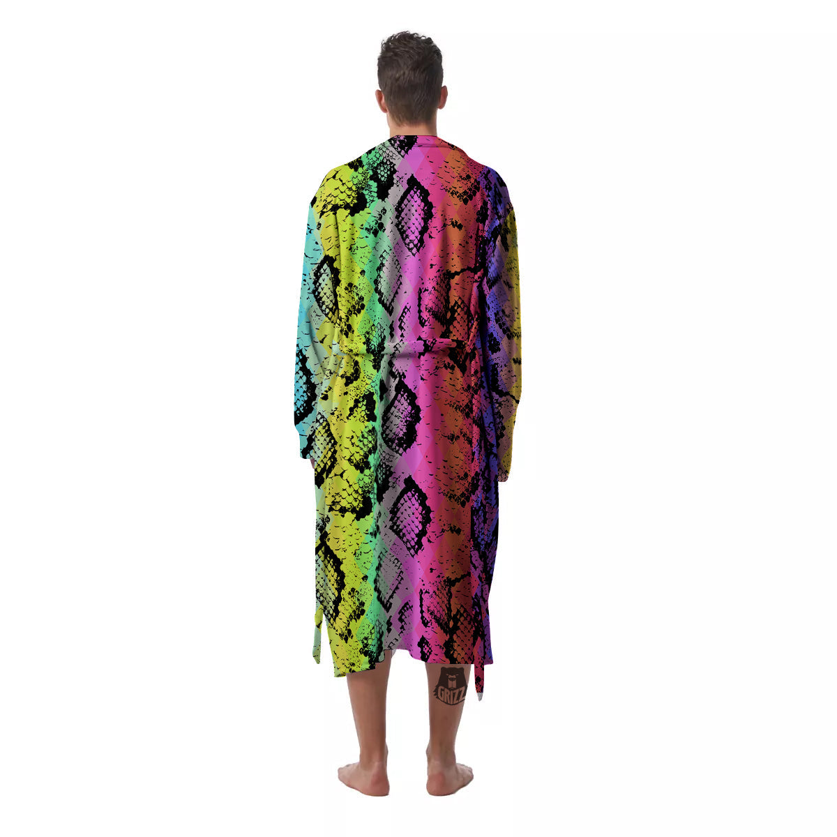 Snake Skin Psychedelic Print Men's Robe-grizzshop