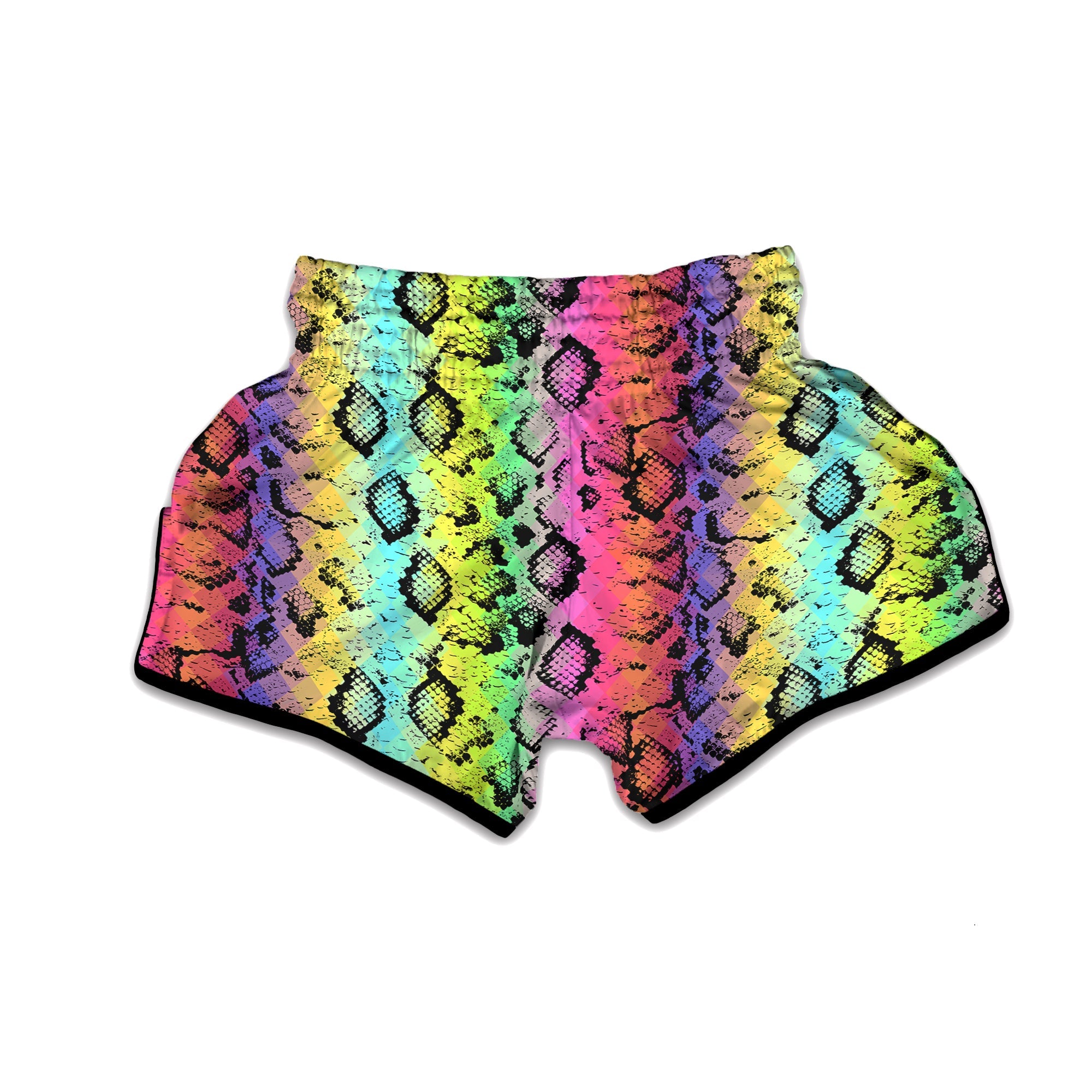 Snake Skin Psychedelic Print Muay Thai Boxing Shorts-grizzshop