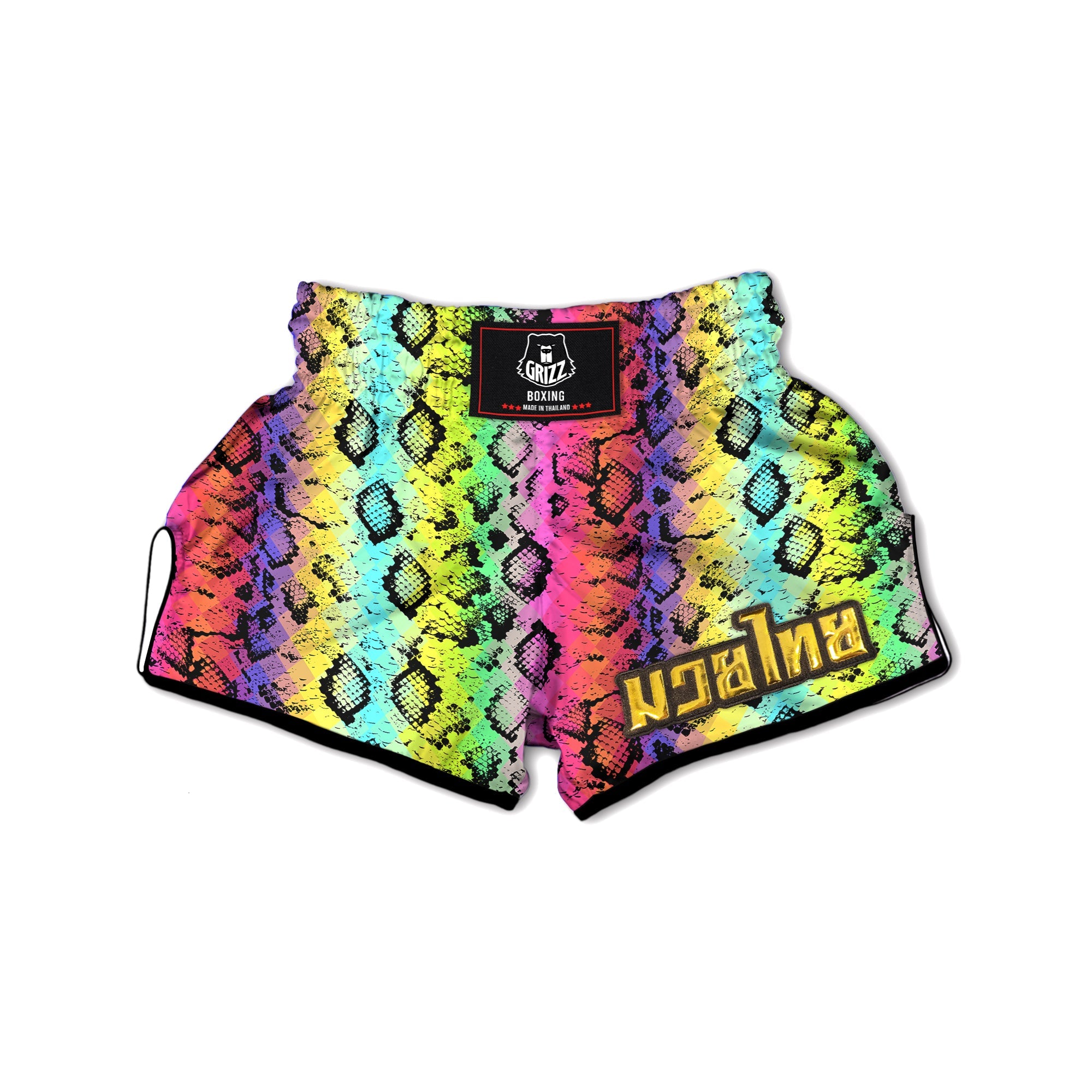Snake Skin Psychedelic Print Muay Thai Boxing Shorts-grizzshop