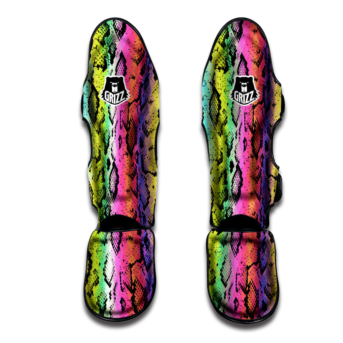 Snake Skin Psychedelic Print Muay Thai Shin Guards-grizzshop