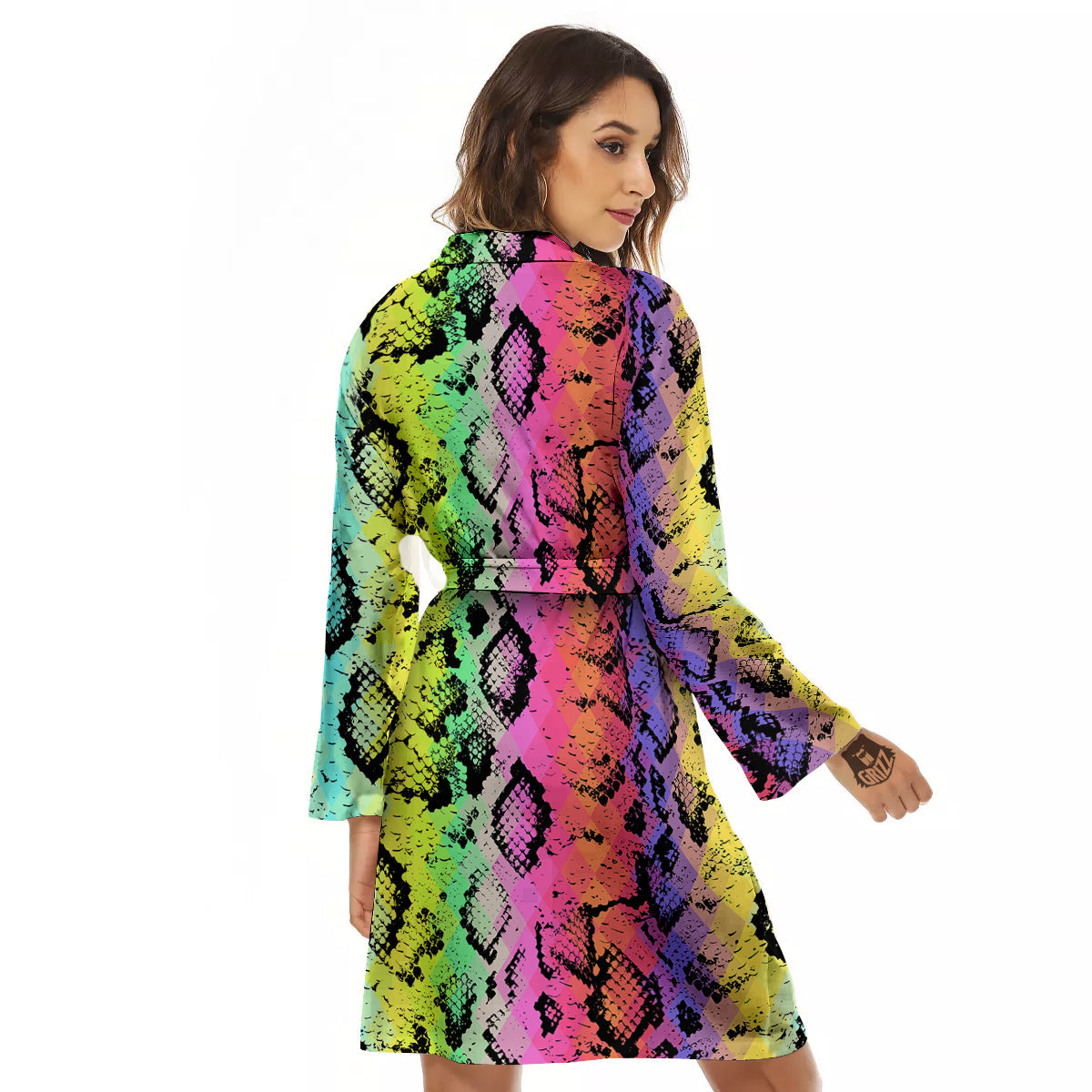 Snake Skin Psychedelic Print Women's Robe-grizzshop