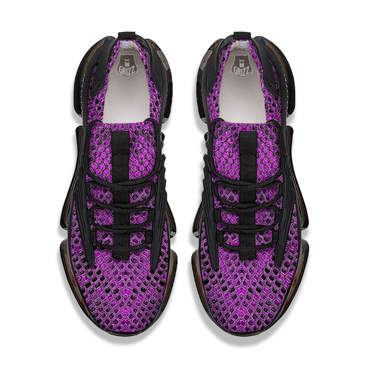 Snake Skin Purple Print Black Gym Shoes-grizzshop