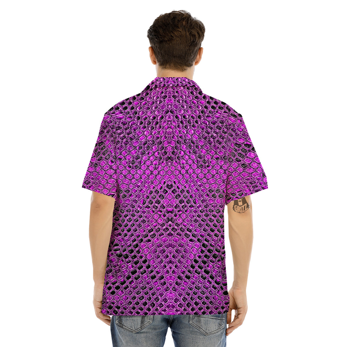 Snake Skin Purple Print Men's Hawaiian Shirt-grizzshop