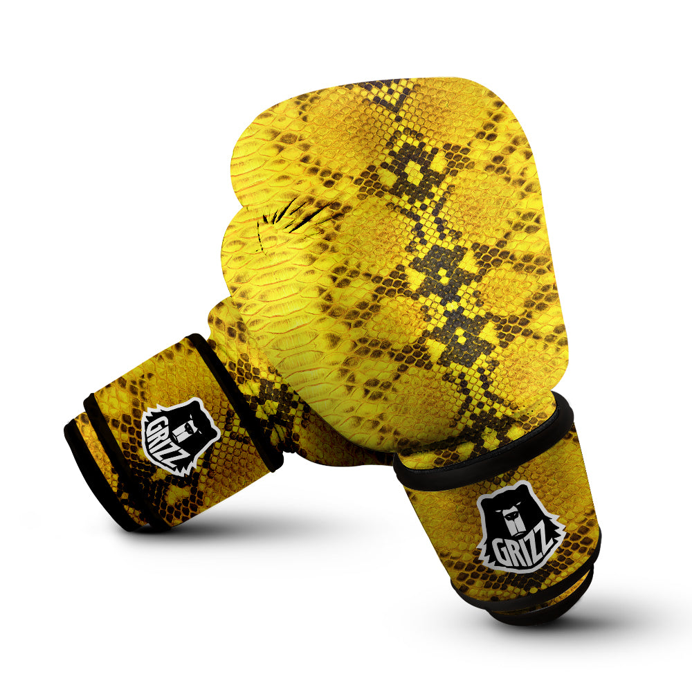 Snake Skin Yellow Print Boxing Gloves-grizzshop
