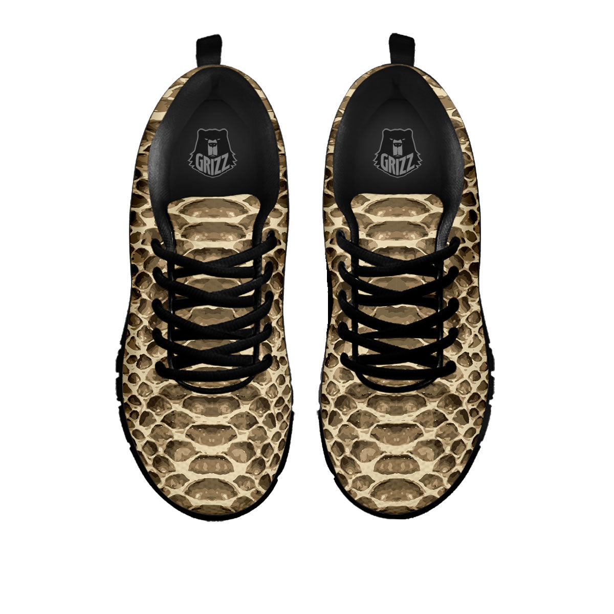 Snakeskin Beige Print Black Sneaker-grizzshop