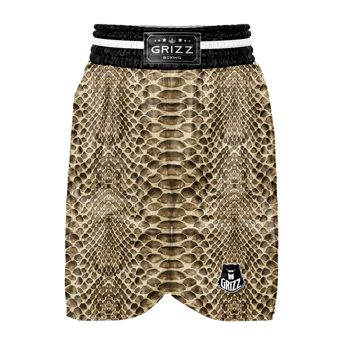 Snakeskin Beige Print Boxing Shorts-grizzshop