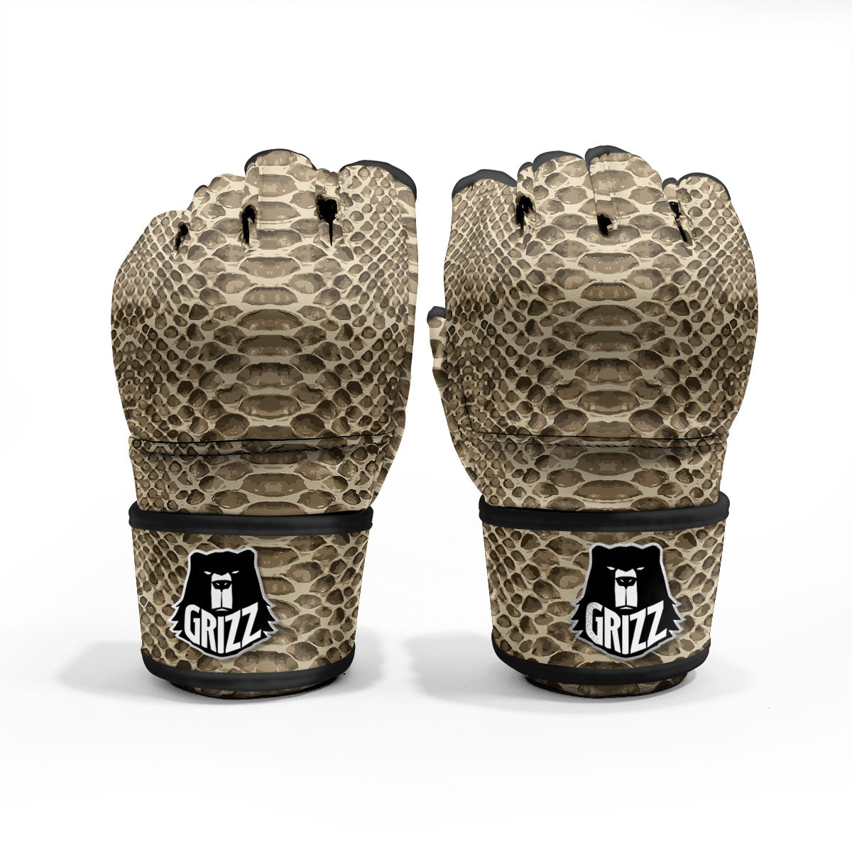 Snakeskin Beige Print MMA Gloves-grizzshop