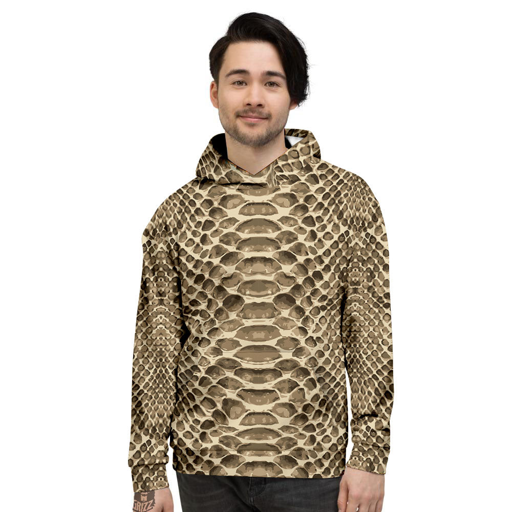 Snakeskin Beige Print Men's Hoodie-grizzshop