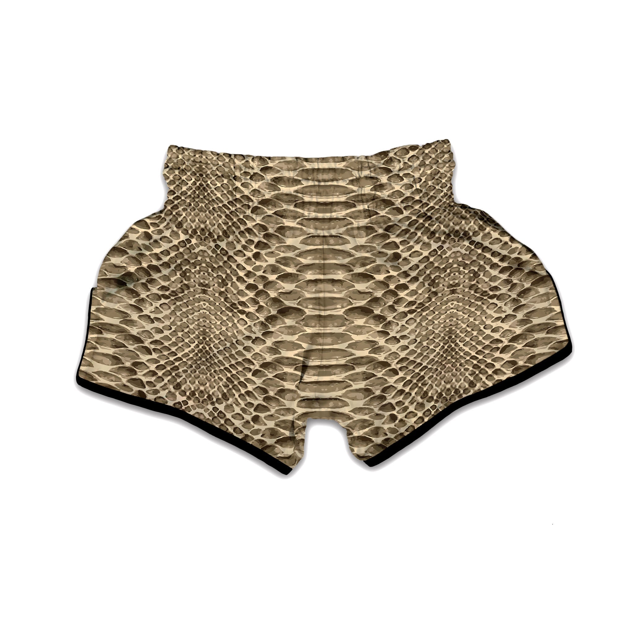 Snakeskin Beige Print Muay Thai Boxing Shorts-grizzshop