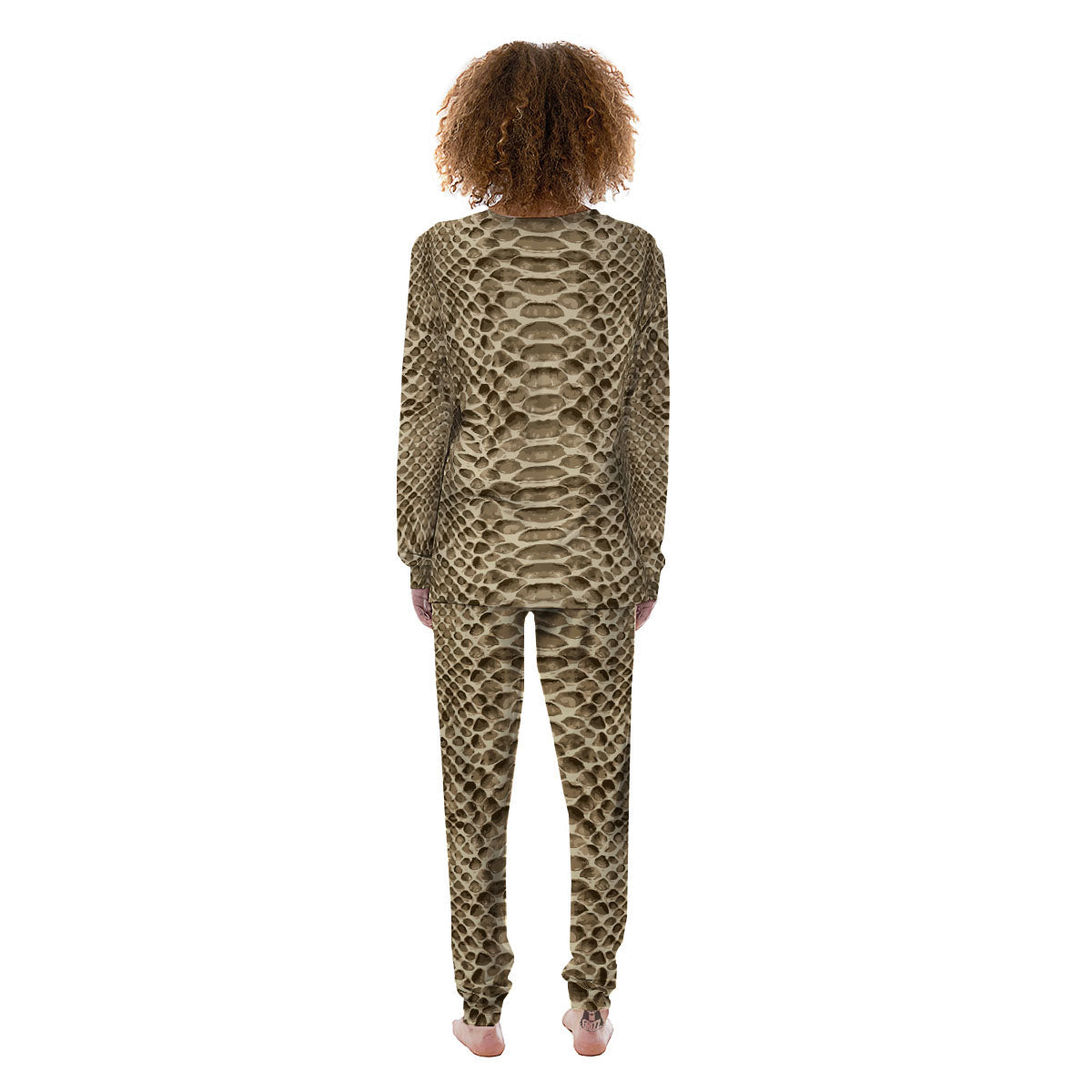 Snakeskin Beige Print Women's Pajamas-grizzshop