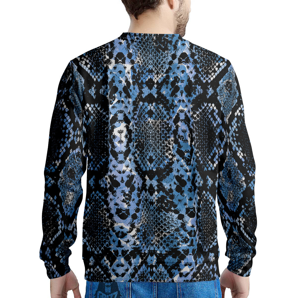 Snakeskin Black And Blue Print Men's Sweatshirt-grizzshop