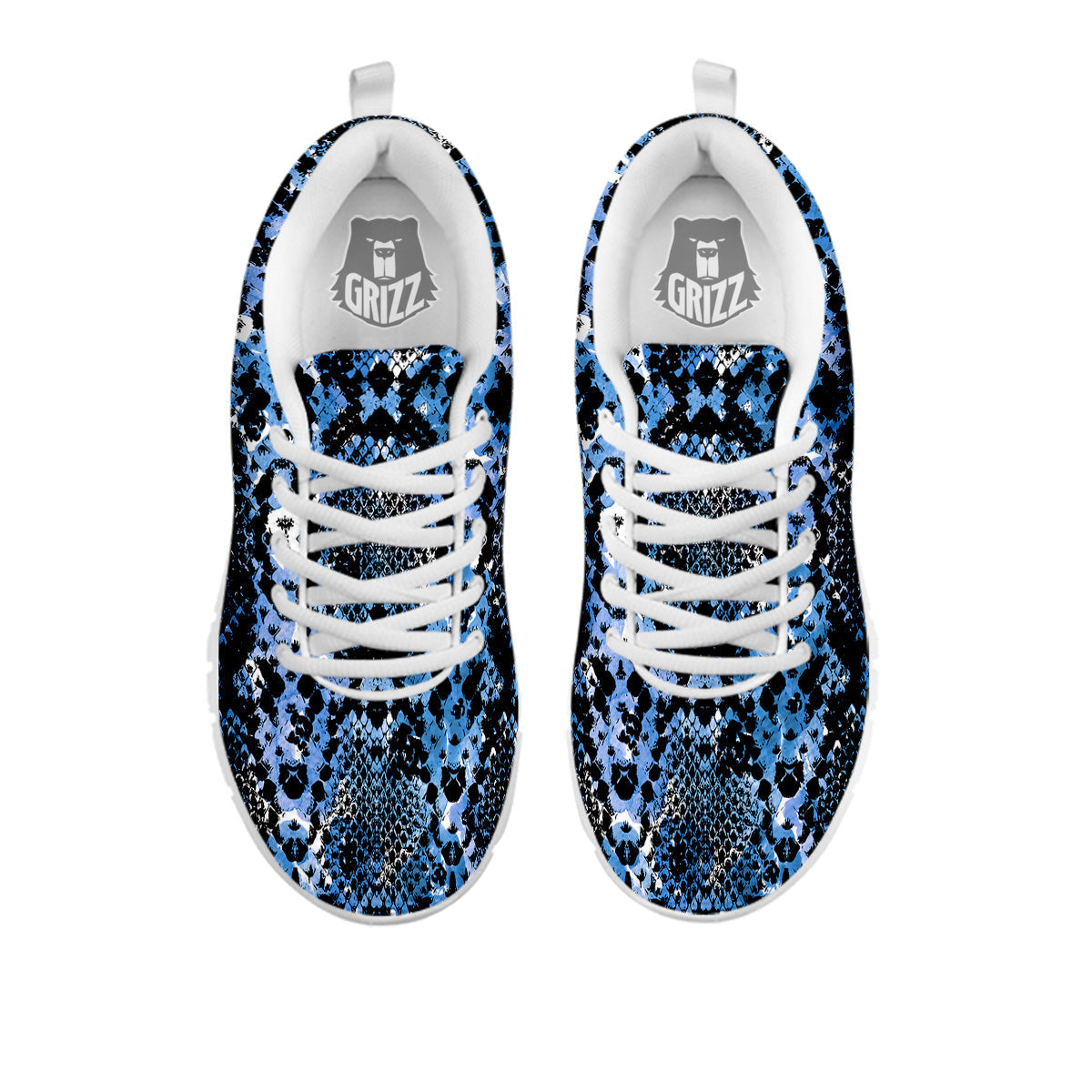 Snakeskin Black And Blue Print White Sneaker-grizzshop