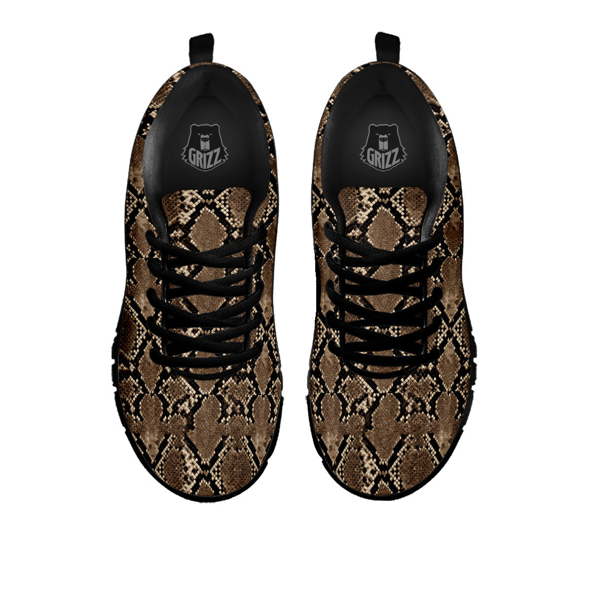 Snakeskin Black And Brown Print Black Sneaker-grizzshop