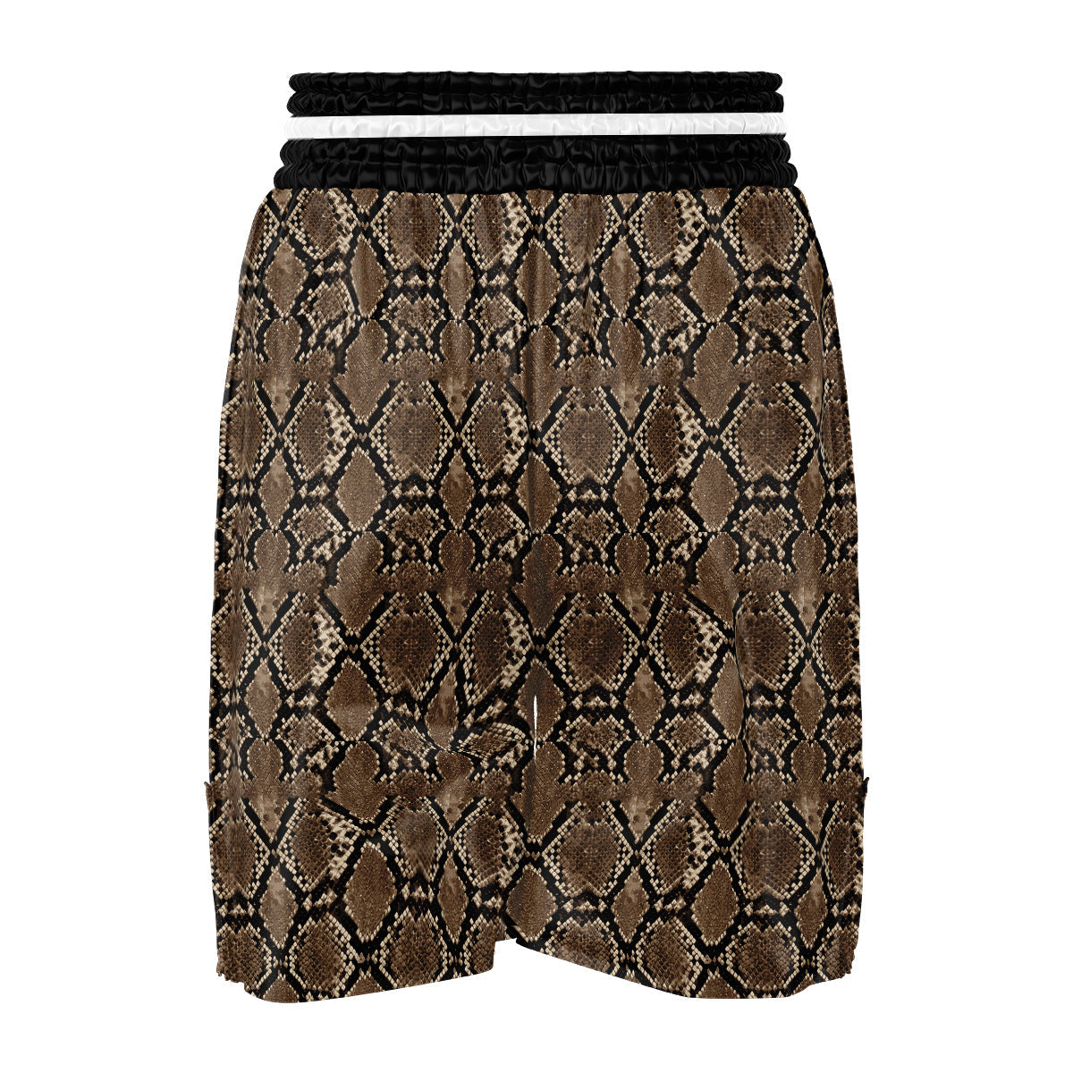 Snakeskin Black And Brown Print Boxing Shorts-grizzshop
