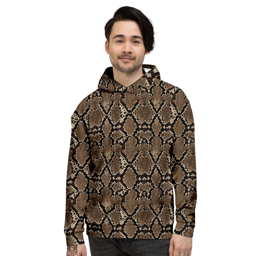 Snakeskin Black And Brown Print Men's Hoodie-grizzshop