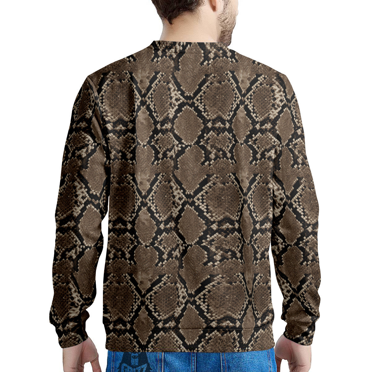 Snakeskin Black And Brown Print Men's Sweatshirt-grizzshop