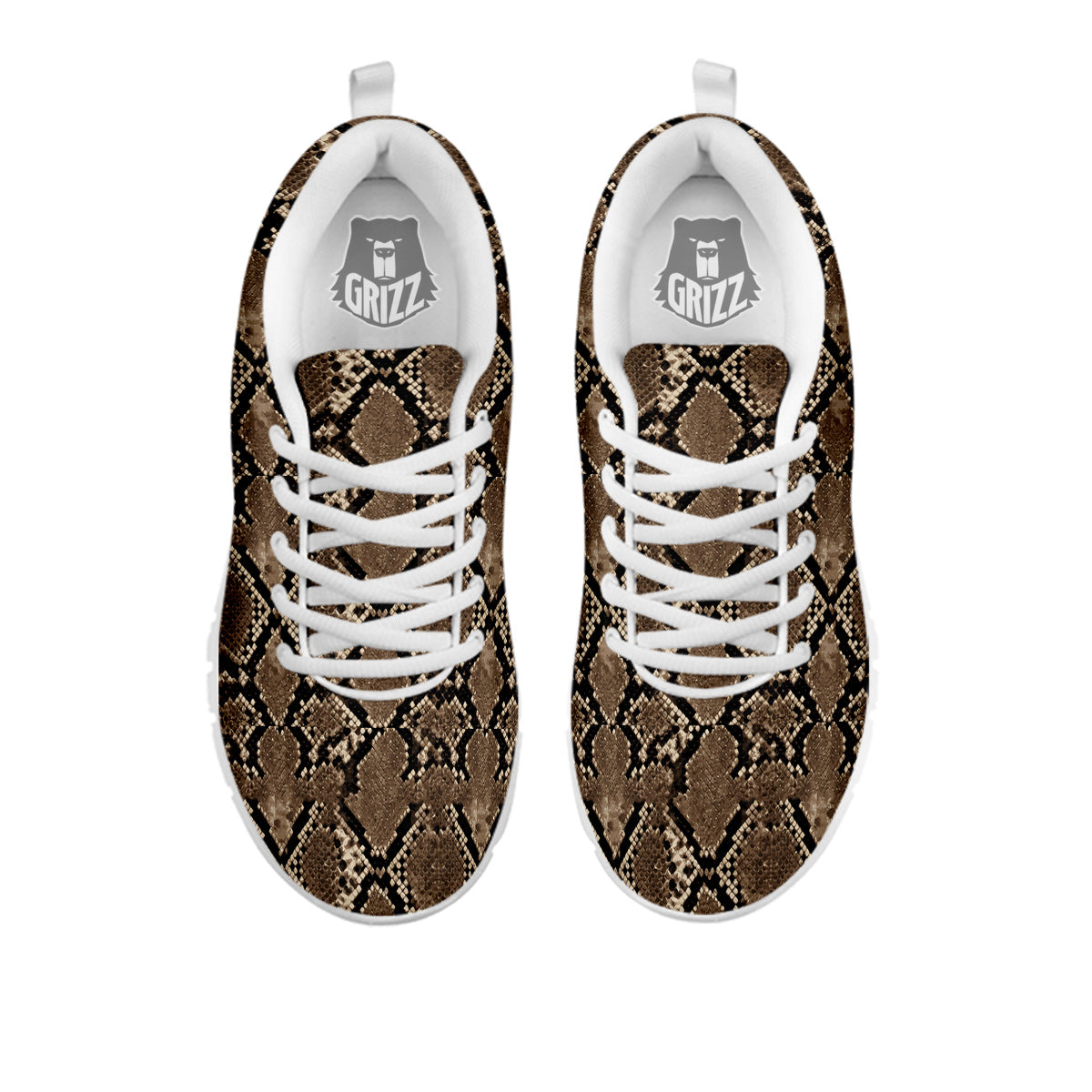 Snakeskin Black And Brown Print White Sneaker-grizzshop