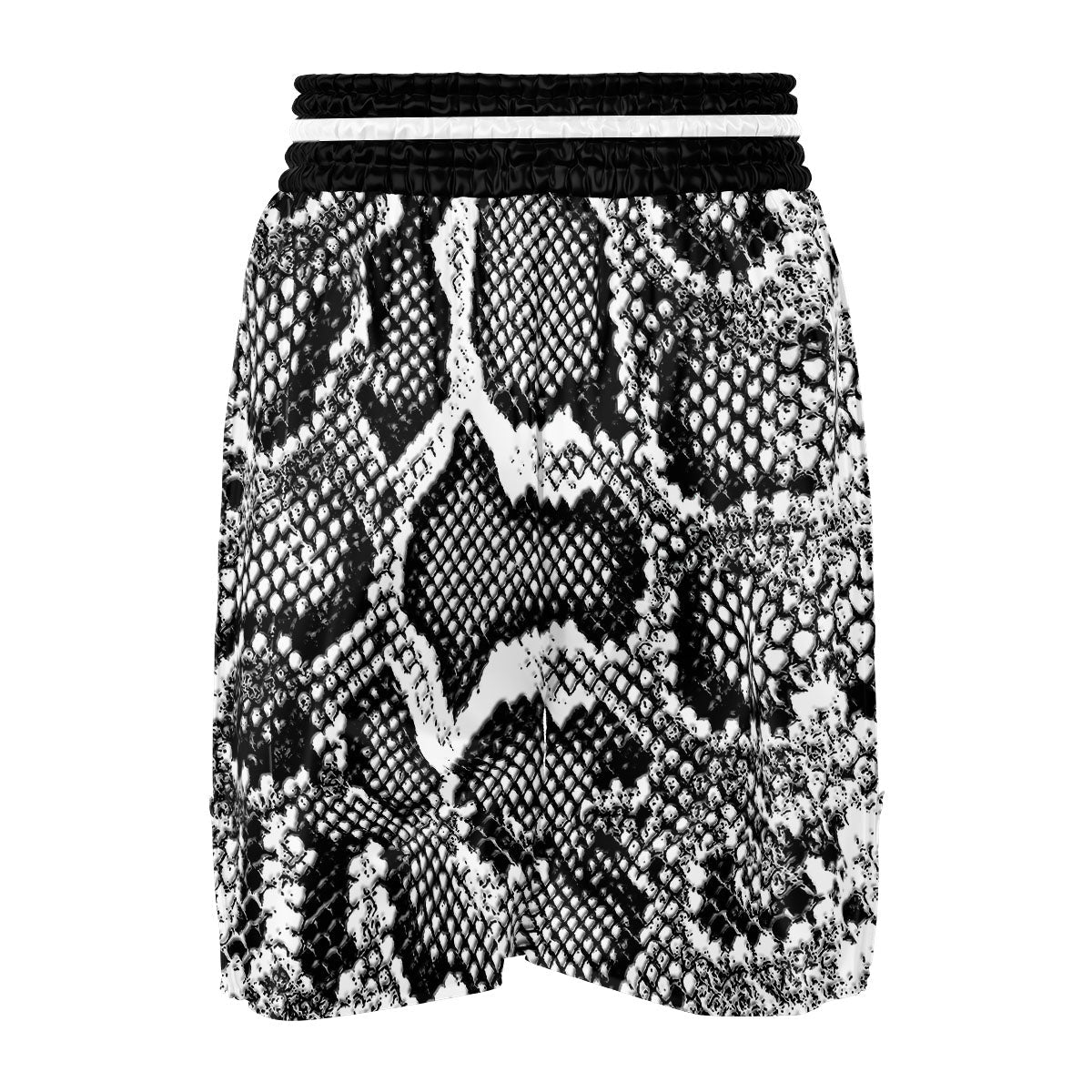 Snakeskin Black And Grey Print Boxing Shorts-grizzshop