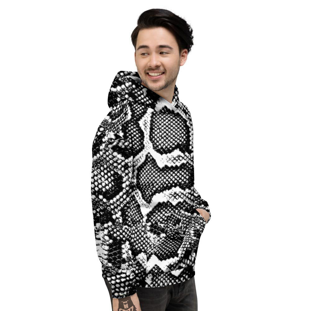 Snakeskin Black And Grey Print Men's Hoodie-grizzshop