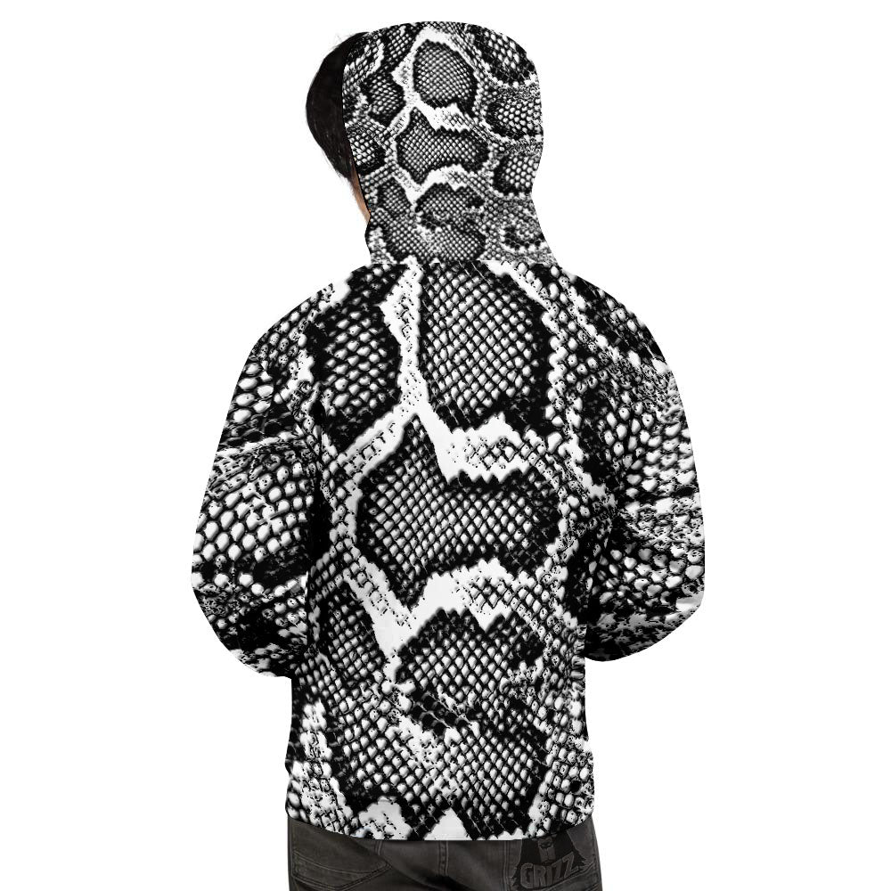 Snakeskin Black And Grey Print Men's Hoodie-grizzshop