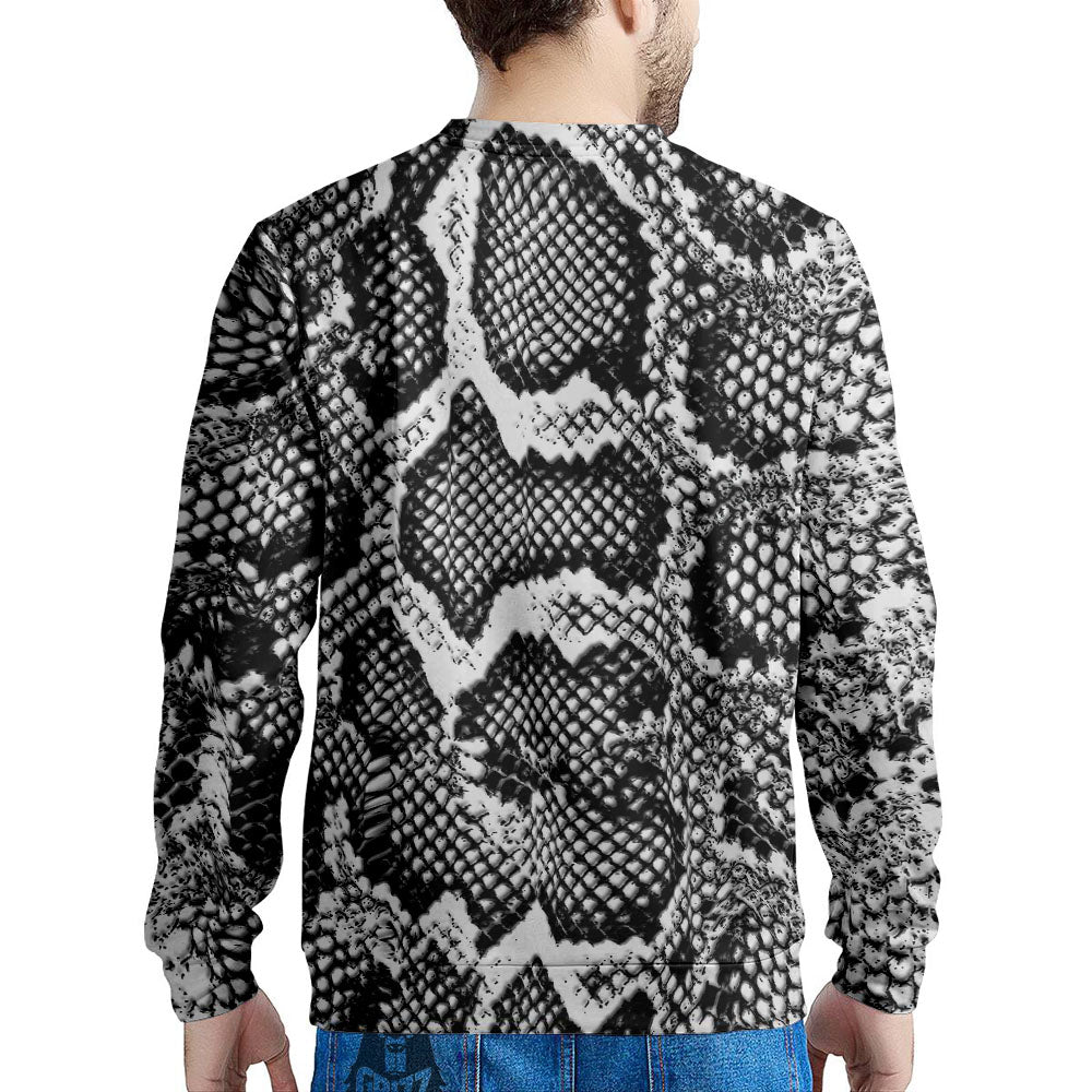 Snakeskin Black And Grey Print Men's Sweatshirt-grizzshop