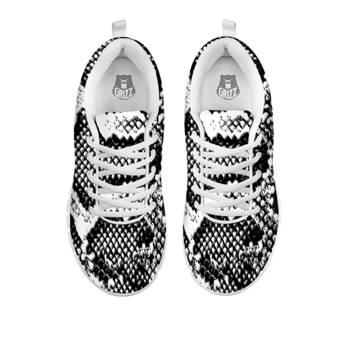 Snakeskin Black And Grey Print White Sneaker-grizzshop