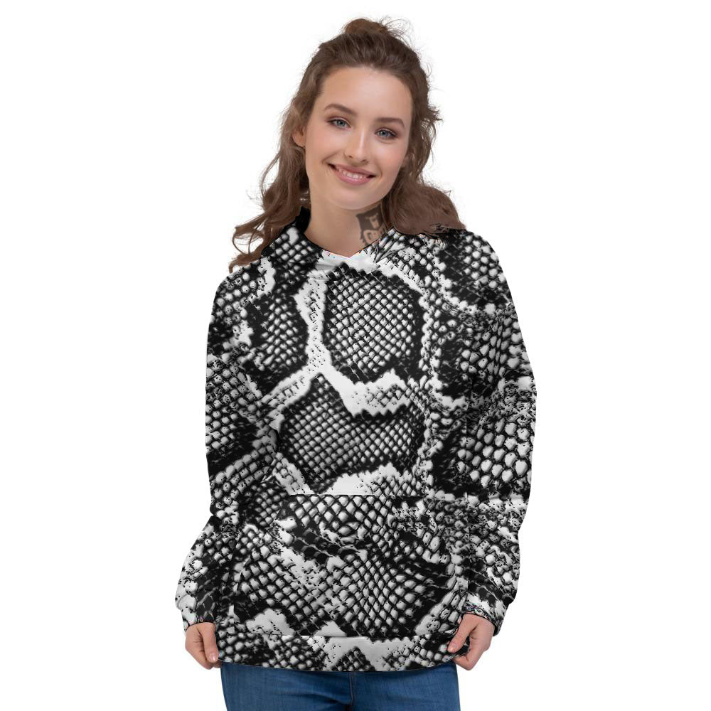 Snakeskin Black And Grey Print Women's Hoodie-grizzshop