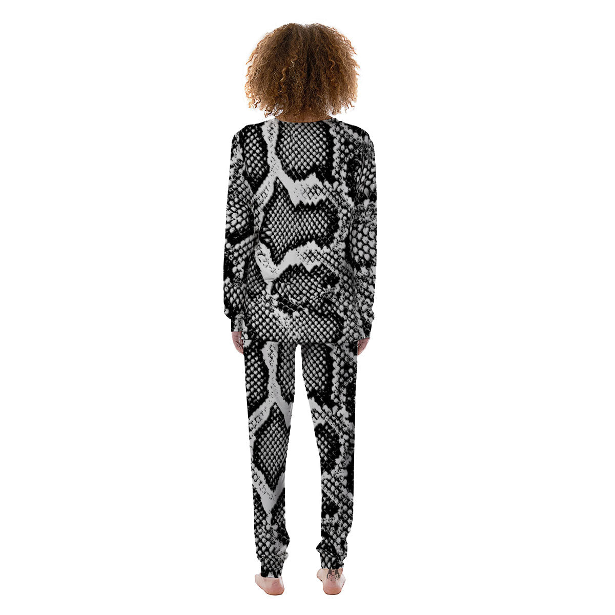 Snakeskin Black And Grey Print Women's Pajamas-grizzshop