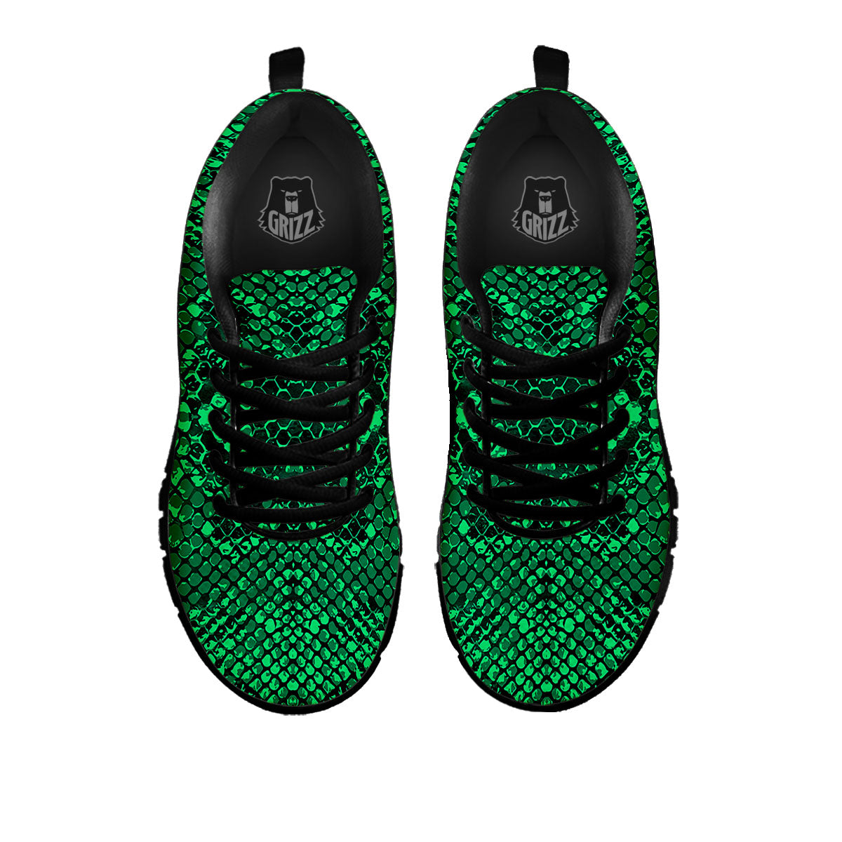 Snakeskin Black And Lime Green Print Black Sneaker-grizzshop