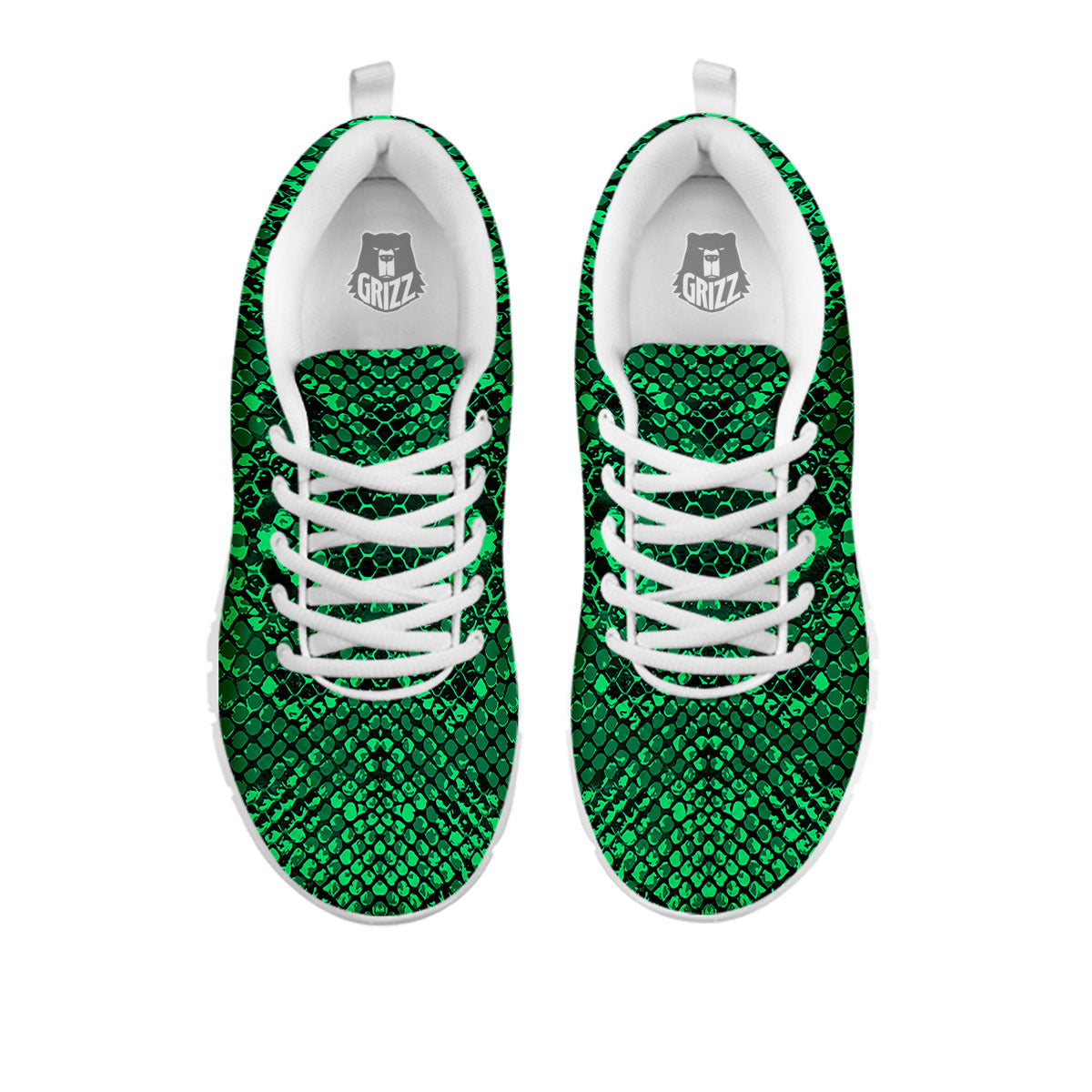 Snakeskin Black And Lime Green Print White Sneaker-grizzshop