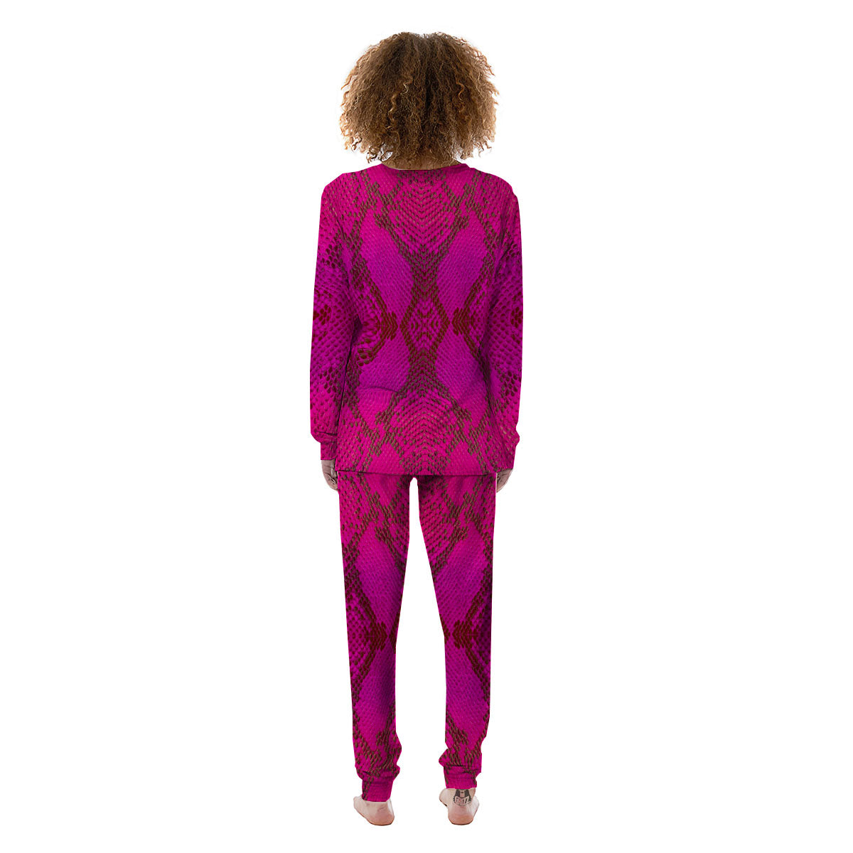 Snakeskin Black And Pink Magenta Print Women's Pajamas-grizzshop