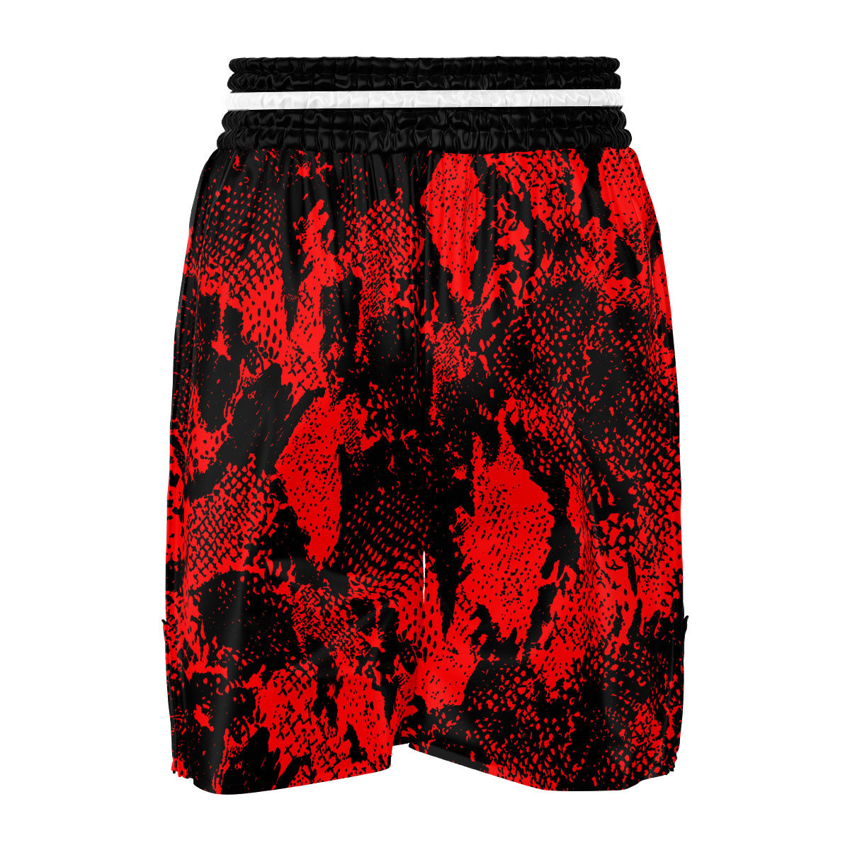 Snakeskin Black And Red Print Boxing Shorts-grizzshop