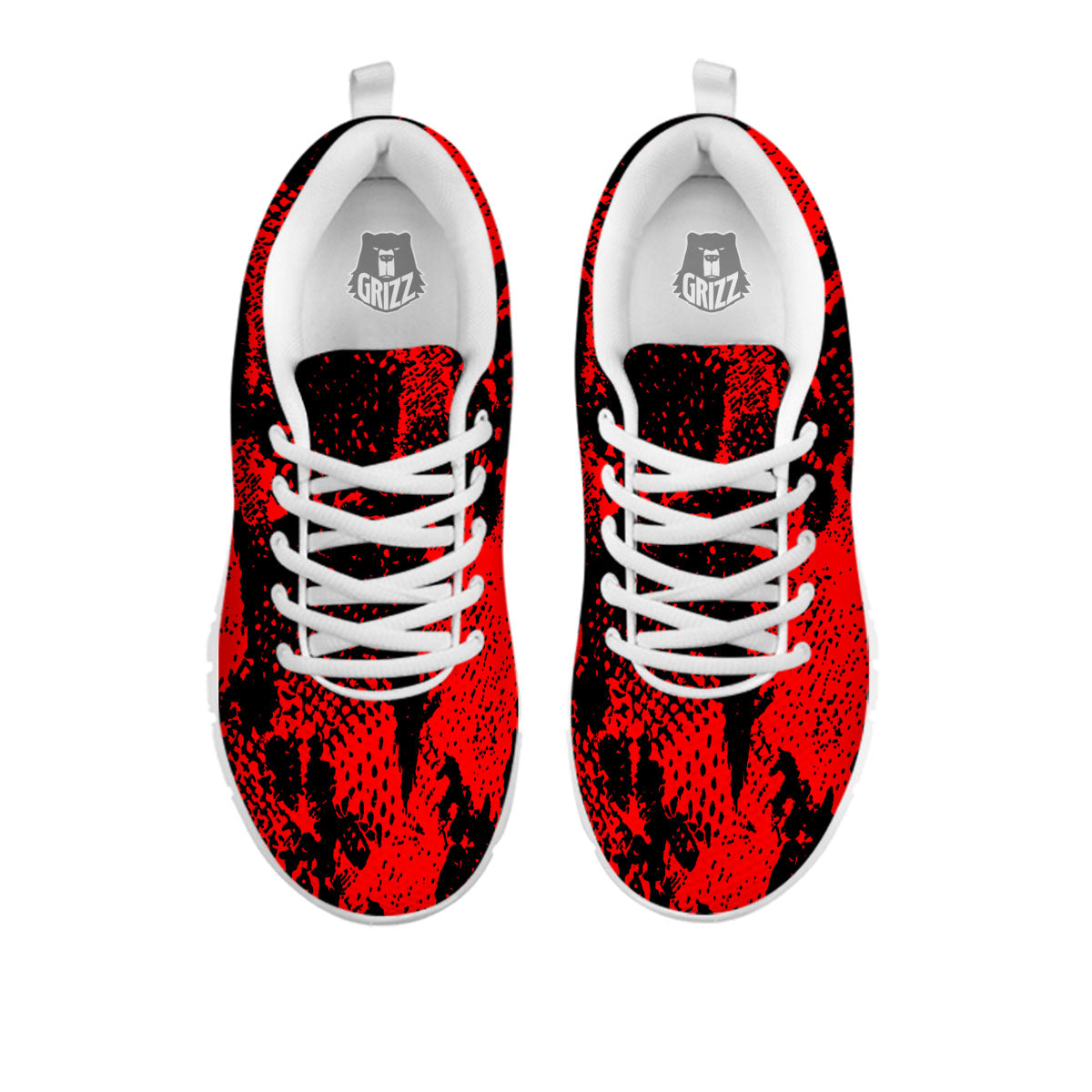 Snakeskin Black And Red Print White Sneaker-grizzshop