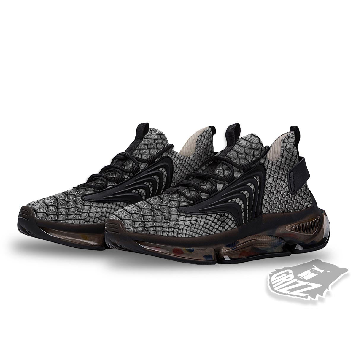 Snakeskin Black And Tan Print Pattern Black Gym Shoes-grizzshop