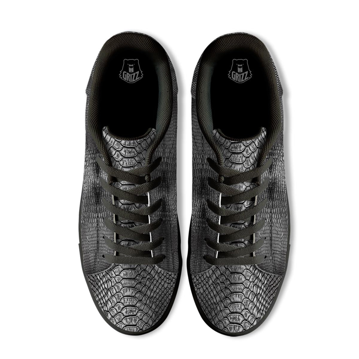 Snakeskin Black And Tan Print Pattern Black Low Top Sneakers-grizzshop