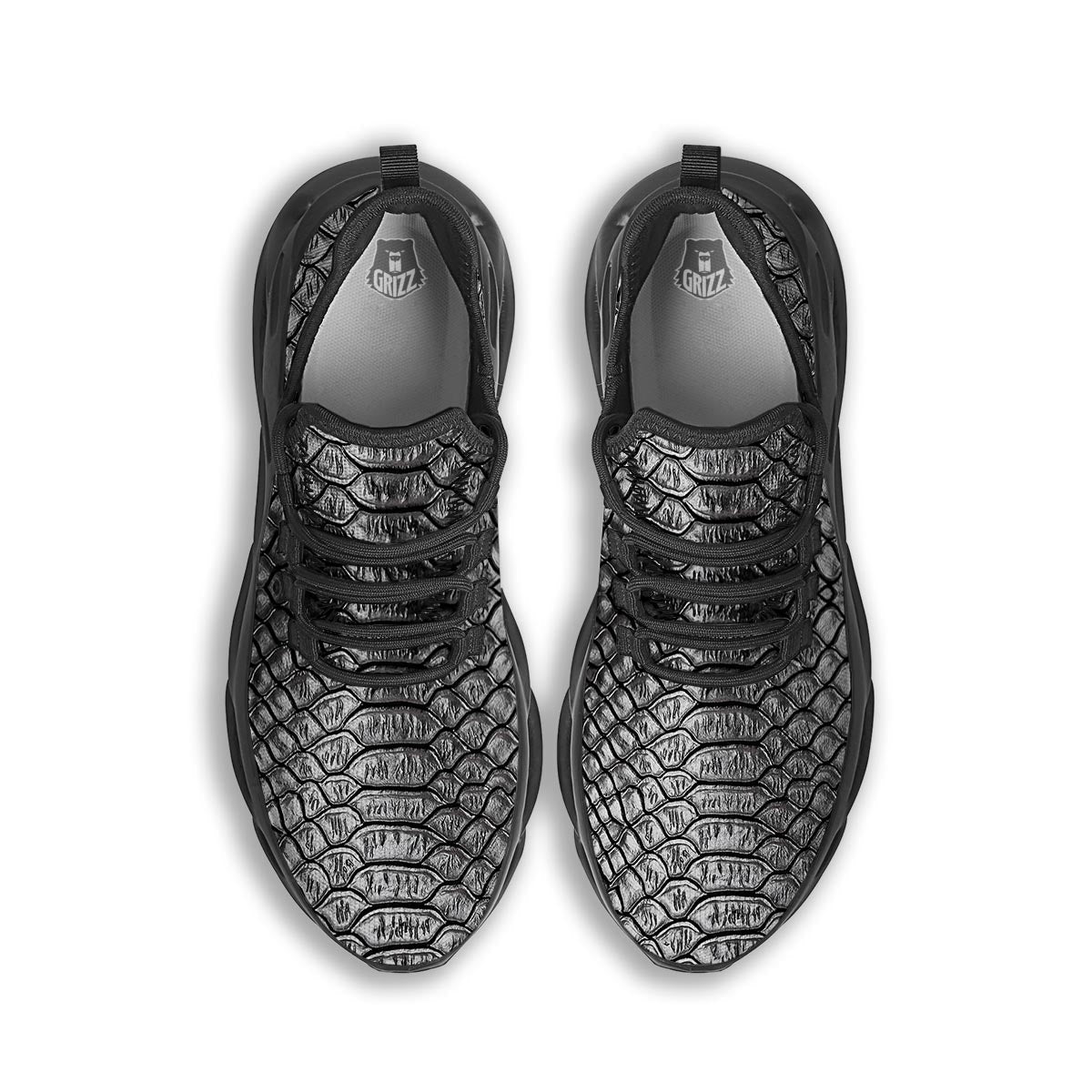 Snakeskin Black And Tan Print Pattern Black Running Shoes-grizzshop