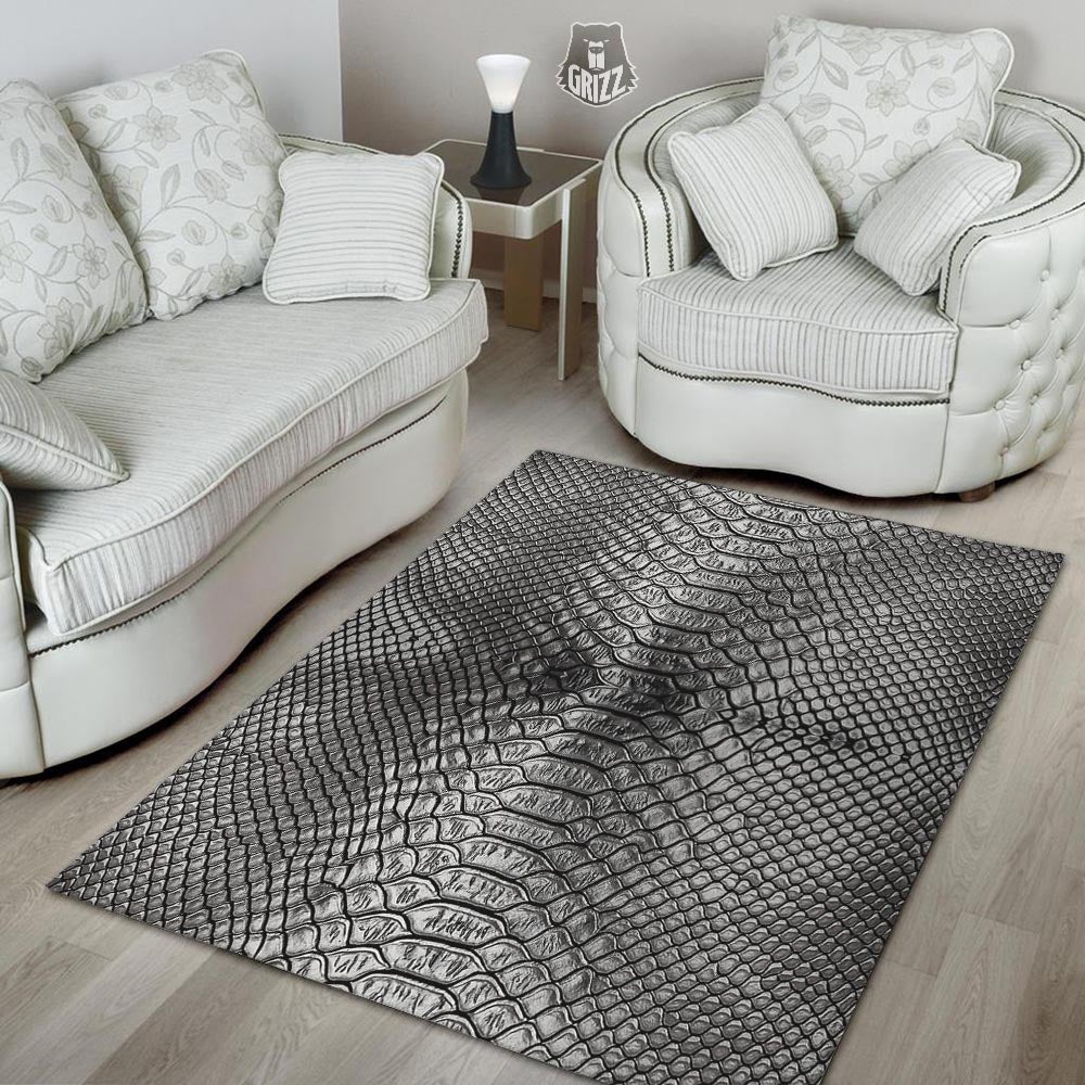 Snakeskin Black And Tan Print Pattern Floor Mat-grizzshop