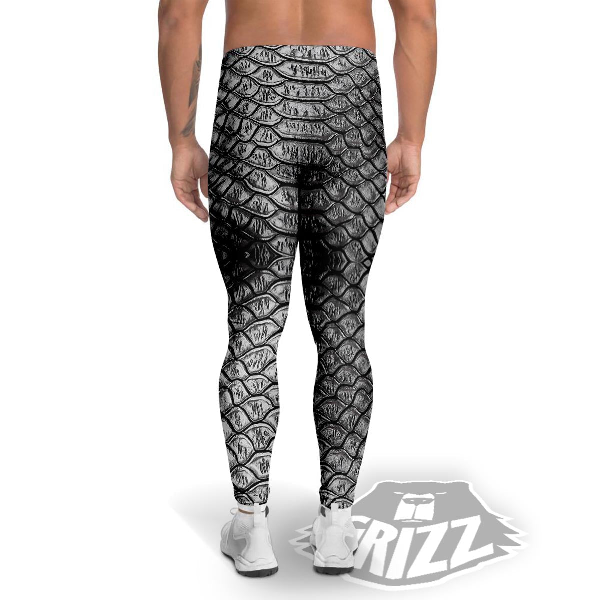 Snakeskin Black And Tan Print Pattern Men's Leggings-grizzshop