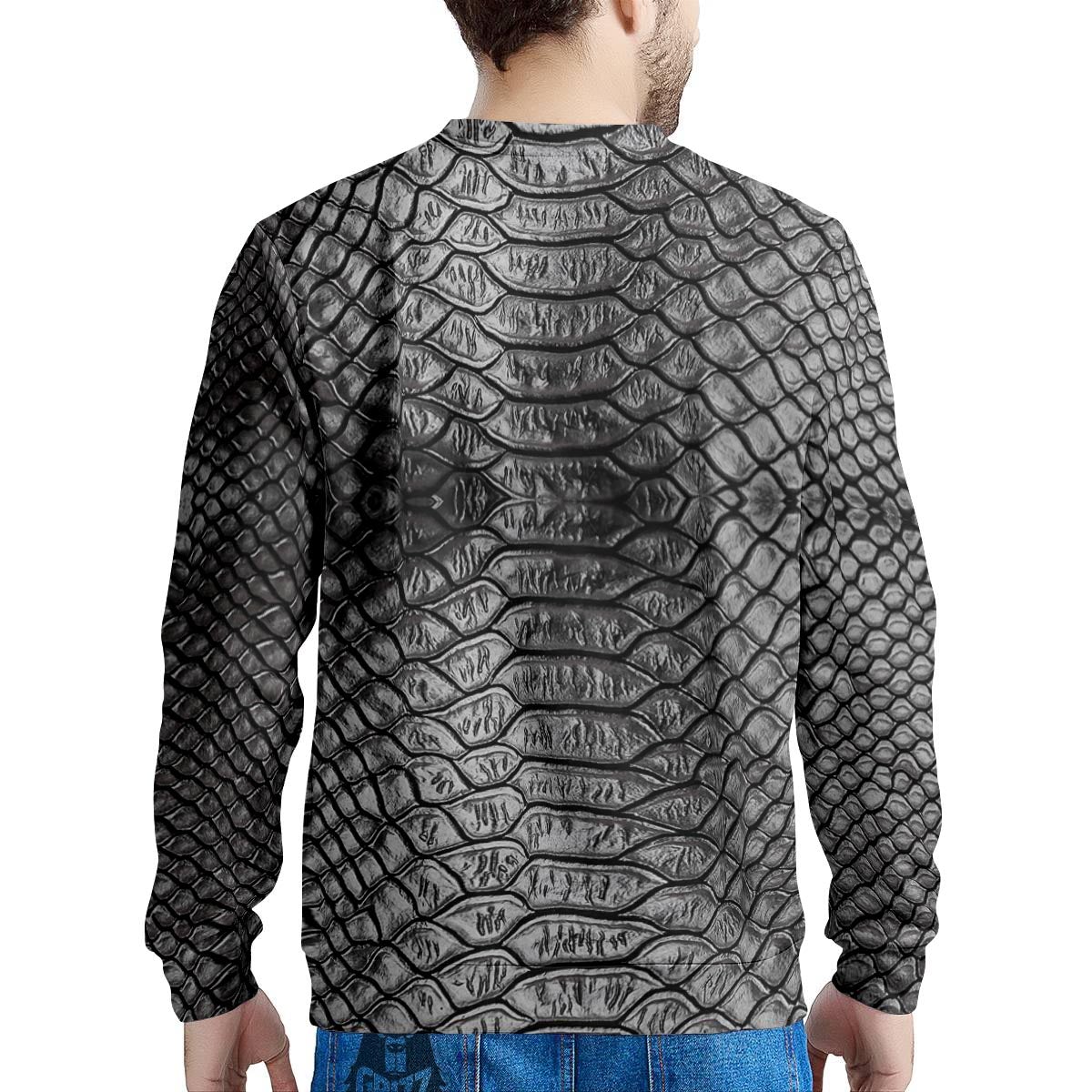 Snakeskin Black And Tan Print Pattern Men's Sweatshirt-grizzshop