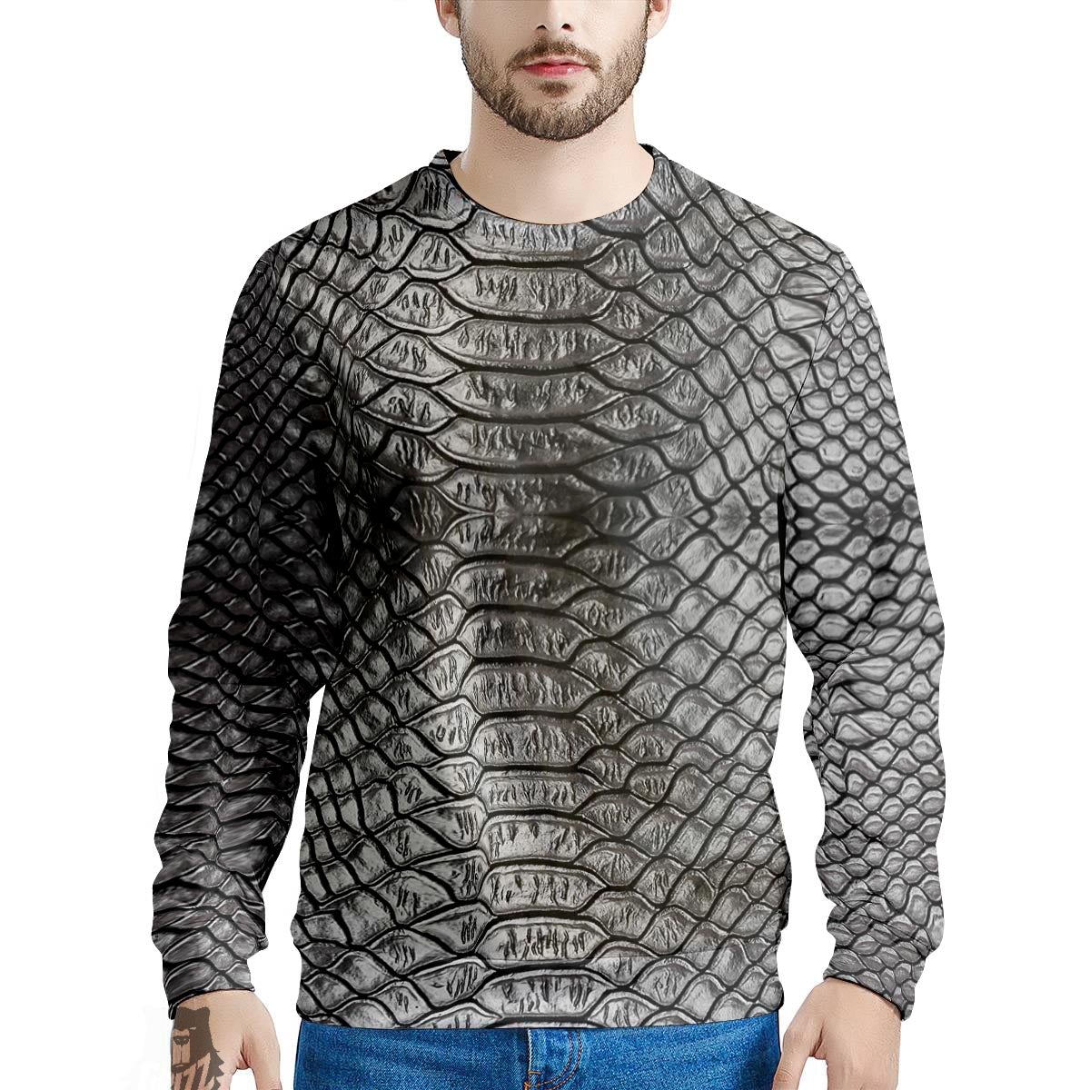 Snakeskin Black And Tan Print Pattern Men's Sweatshirt-grizzshop