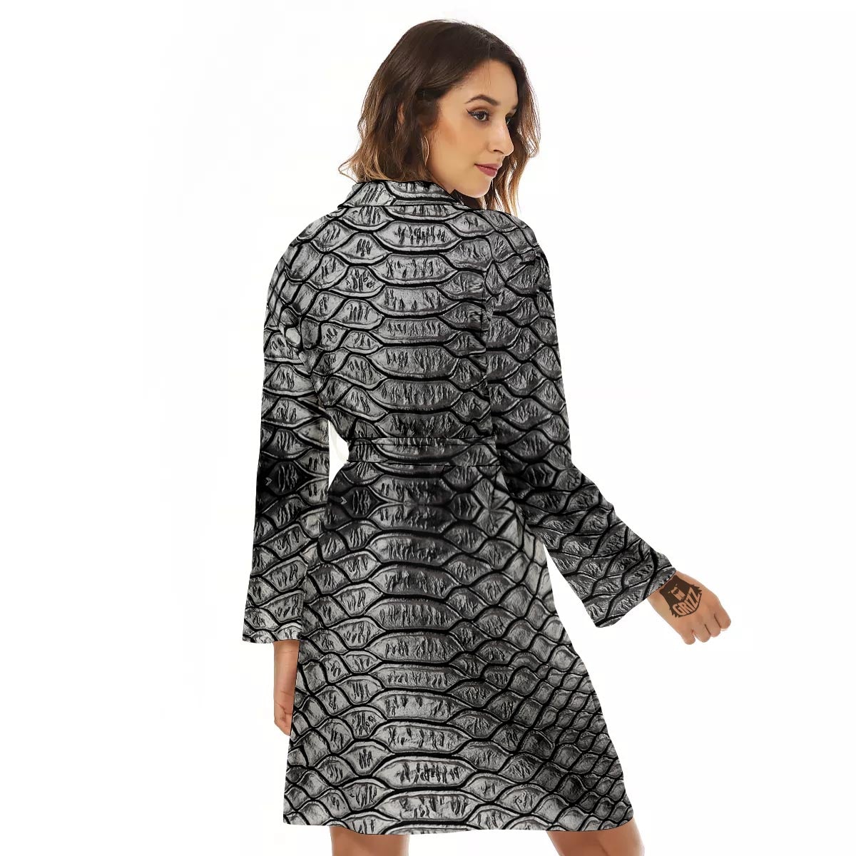 Snakeskin Black And Tan Print Pattern Women's Robe-grizzshop